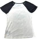 NWT Harley Davidson Retro V-Twin Womens Black Knit Lace Sleeved T-Shirt Medium*